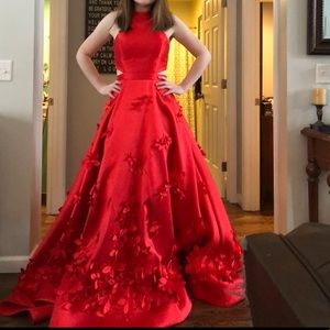 Sherri Hill 51116 Red Flower Prom Dress